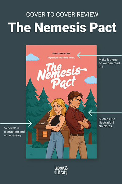 "Cover to cover review of The Nemesis Pact", image of the book cover.