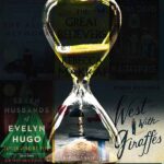 Collage of dual timeline books and an hourglass