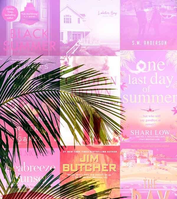 Collage of summer themed books and images