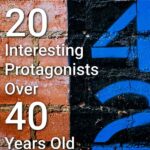 Brick wall with the number 42 painted on it and the text overlay: 20 Interesting Protagonists Over 40 Years Old