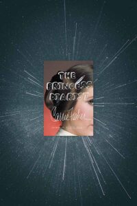 The Princess Diarist book against a background of a hyperspace jump from the movie Star Wars