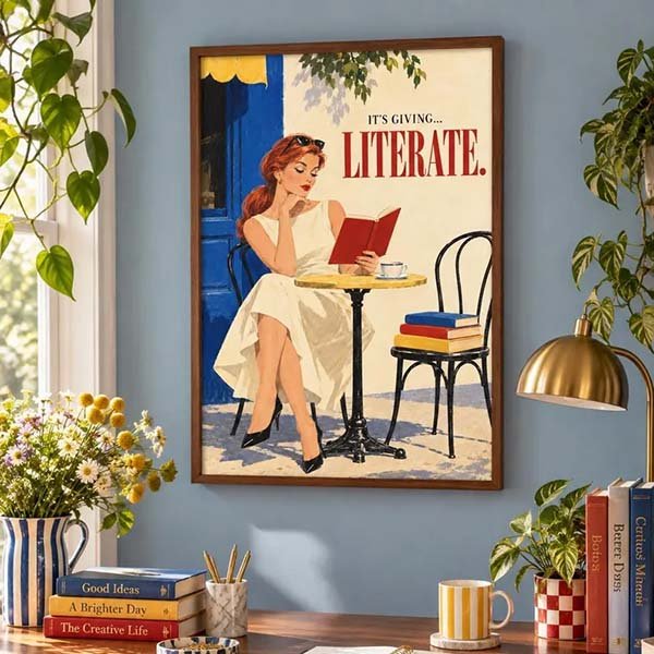 Its Giving Literate Vintage Book Print