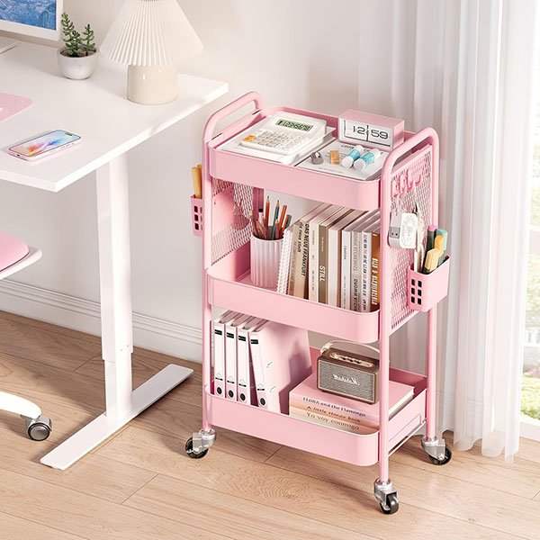 pink book cart