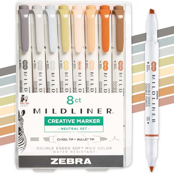 Set of book highlighters with dual tips